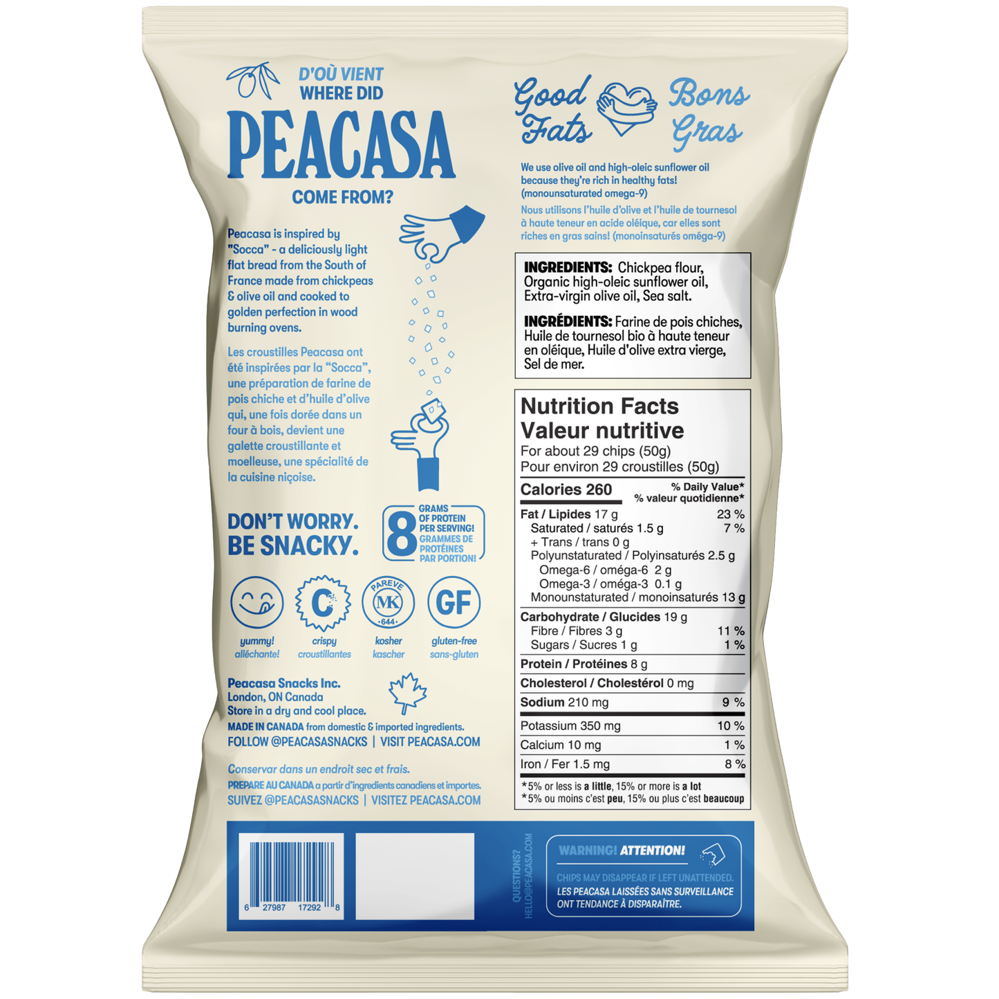 Peacasa Sea Salt Chickpea Chips Full Size Bag 🇨🇦