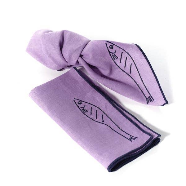 Linen Blend Napkins - Fish (Set of 2)
